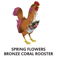 Spring Flowers Bronze Coral Rooster